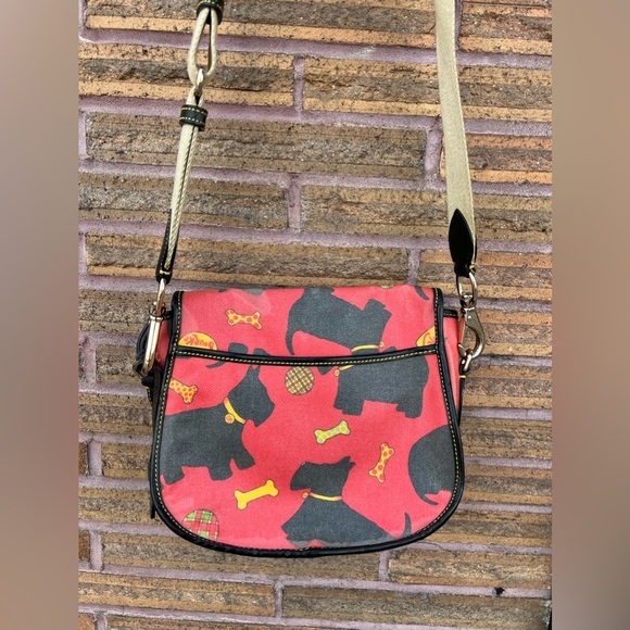 Vintage Dooney & Bourke Scottie Dog Crossbody Bag Red Coated Canvas - Picture 4 of 5